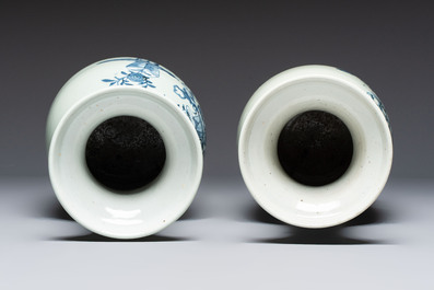 Five Chinese blue and white celadon-ground vases, 19th C.