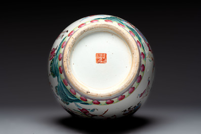 A Chinese famille rose 'Warriors' vase, Xuande mark, 19th C.