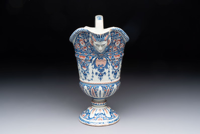 A polychrome French faience helmet-shaped jug, Samson, Paris, 19th C.