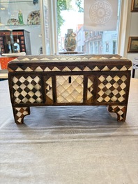 An Ottoman mother-of-pearl and tortoiseshell-inlaid casket, 19th C.