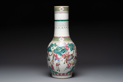 A Chinese famille rose 'Warriors' vase, Xuande mark, 19th C.