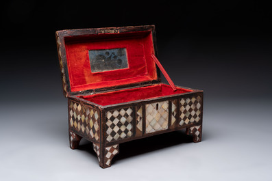 An Ottoman mother-of-pearl and tortoiseshell-inlaid casket, 19th C.