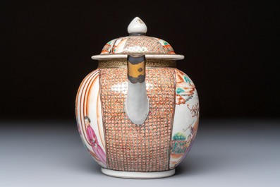 A Chinese Canton famille rose 'Mandarin Subject' teapot, Qianlong