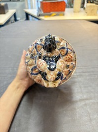 A large Japanese Imari vase and cover, Meiji, 19th C.