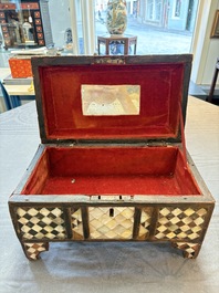 An Ottoman mother-of-pearl and tortoiseshell-inlaid casket, 19th C.