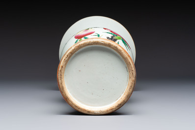 A Chinese famille rose 'Nine Peaches' 'Gu' vase, 19th C.