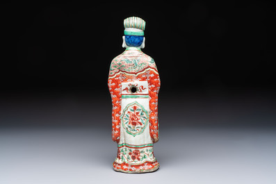 A rare Chinese wucai figure of a dignitary, late Ming/Transitional period