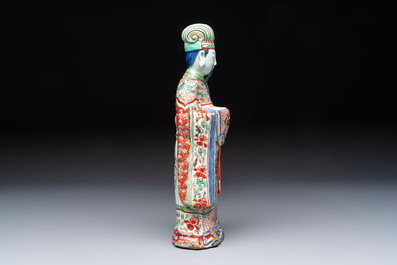 A rare Chinese wucai figure of a dignitary, late Ming/Transitional period