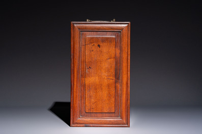 A Chinese claire-de-lune handled vase, with a wooden stand and its original hongmu box, Yongzheng mark, Republic