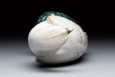 A fine Chinese polychrome-glazed hawk, 19th C.