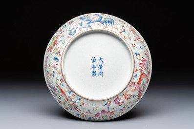 A Chinese famille rose 'Bajixiang' plate, Tongzhi mark and of the period