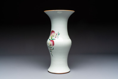 A Chinese famille rose 'Nine Peaches' 'Gu' vase, 19th C.