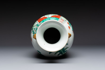 A Chinese famille verte vase with narrative design, Xuande mark, 19th C.