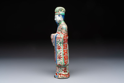 A rare Chinese wucai figure of a dignitary, late Ming/Transitional period
