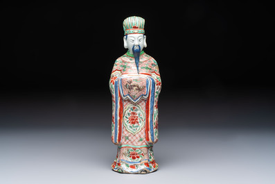 A rare Chinese wucai figure of a dignitary, late Ming/Transitional period