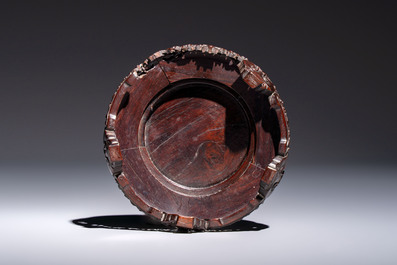 A Chinese claire-de-lune handled vase, with a wooden stand and its original hongmu box, Yongzheng mark, Republic