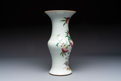 A Chinese famille rose 'Nine Peaches' 'Gu' vase, 19th C.