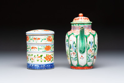 Eight Chinese famille rose and verte wares, 19/20th C.