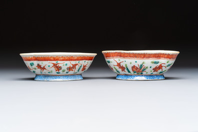 Eight Chinese famille rose and verte wares, 19/20th C.
