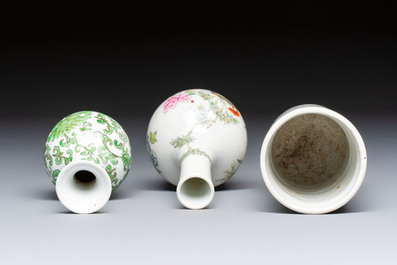 Eight Chinese famille rose and verte wares, 19/20th C.