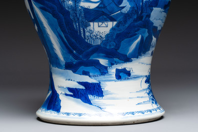 A Chinese blue and white 'Yenyen' vase with figures in a mountainous landscape, Kangxi