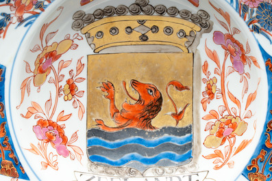 A rare intact Chinese rose-Imari 'Provinces' shaving bowl with the arms of Zeelandt, Kangxi, ca. 1720