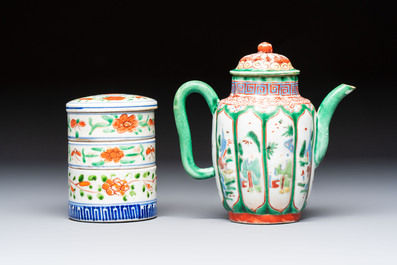 Eight Chinese famille rose and verte wares, 19/20th C.