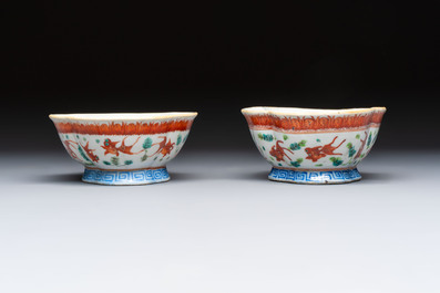 Eight Chinese famille rose and verte wares, 19/20th C.