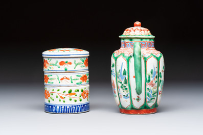 Eight Chinese famille rose and verte wares, 19/20th C.