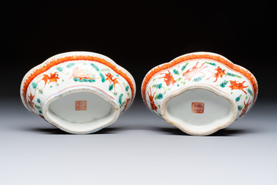 Eight Chinese famille rose and verte wares, 19/20th C.
