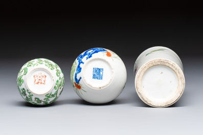 Eight Chinese famille rose and verte wares, 19/20th C.