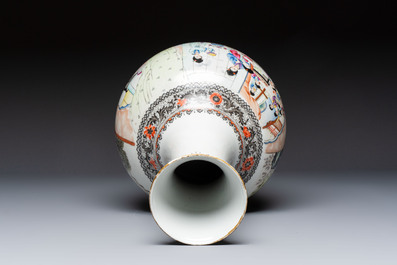 A Chinese famille rose bottle vase and a dish, Qianlong marks, Republic
