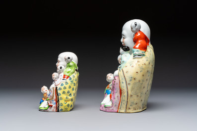 Five Chinese polychrome-decorated figures and groups, 20th C.
