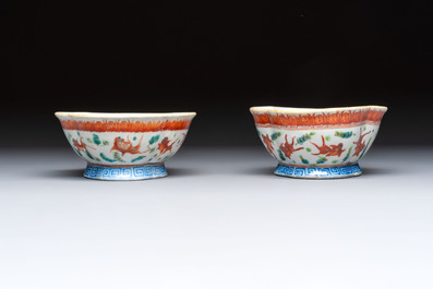 Eight Chinese famille rose and verte wares, 19/20th C.