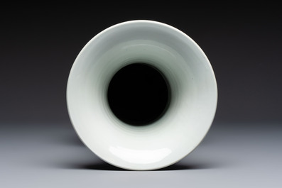 A Chinese blue and white 'Yenyen' vase with figures in a mountainous landscape, Kangxi