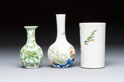 Eight Chinese famille rose and verte wares, 19/20th C.