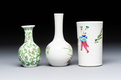 Eight Chinese famille rose and verte wares, 19/20th C.