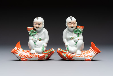 Five Chinese polychrome-decorated figures and groups, 20th C.