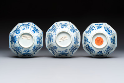 Six Chinese 'Hatcher Cargo' bowls and two blue and white shipwreck bowls, Transitional period