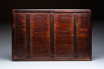 A Vietnamese mother-of-pearl-inlaid hardwood tray and a wooden plaque, 19th C.