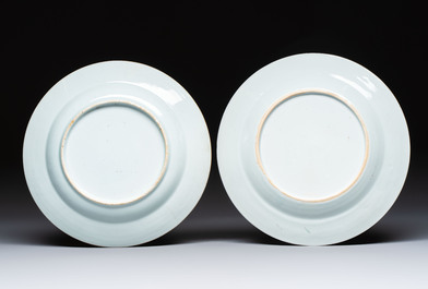 Eight Chinese blue and white, famille verte and Imari-style plates, Kangxi