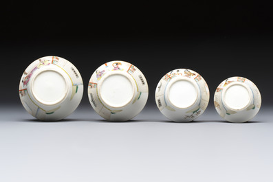 A set of seven Chinese famille rose nesting bowls with narrative design, Daoguang