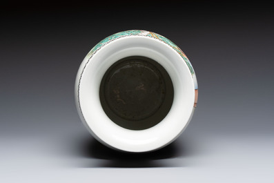 A Chinese polychrome 'Water Margin' 水滸傳 vase, Qianlong mark, Republic