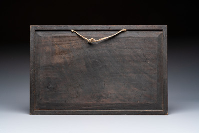 A Vietnamese mother-of-pearl-inlaid hardwood tray and a wooden plaque, 19th C.