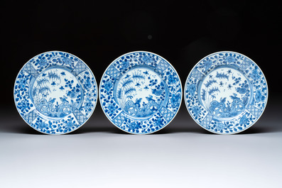 Eight Chinese blue and white, famille verte and Imari-style plates, Kangxi