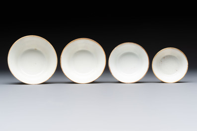 A set of seven Chinese famille rose nesting bowls with narrative design, Daoguang