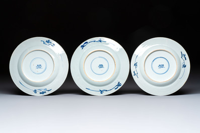 Eight Chinese blue and white, famille verte and Imari-style plates, Kangxi