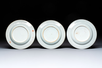 Eight Chinese blue and white, famille verte and Imari-style plates, Kangxi
