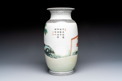 A Chinese polychrome 'Water Margin' 水滸傳 vase, Qianlong mark, Republic