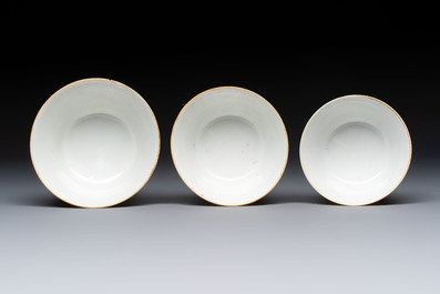 A set of seven Chinese famille rose nesting bowls with narrative design, Daoguang